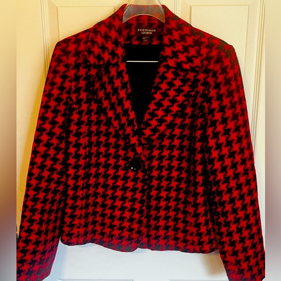 Portfolio Louben Houndstooth Blazer Jacket Medium size 8 - Picture 1 of 4